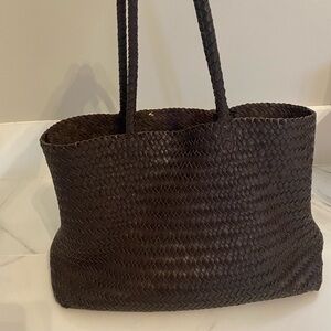 Elegant Brown Woven Tote Bag